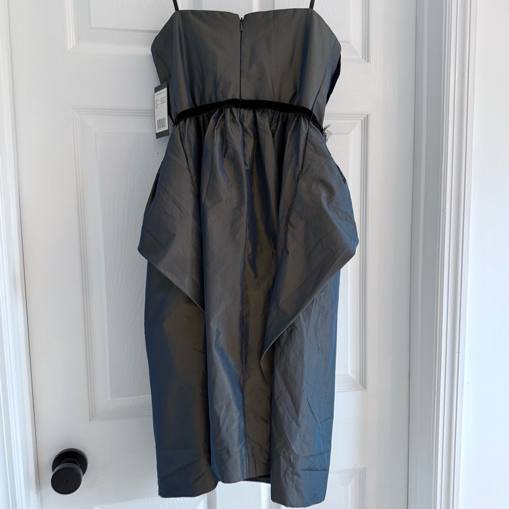 Robert Rodriguez Strapless Black Peplum Dress with Velvet Bow - Picture 3 of 16